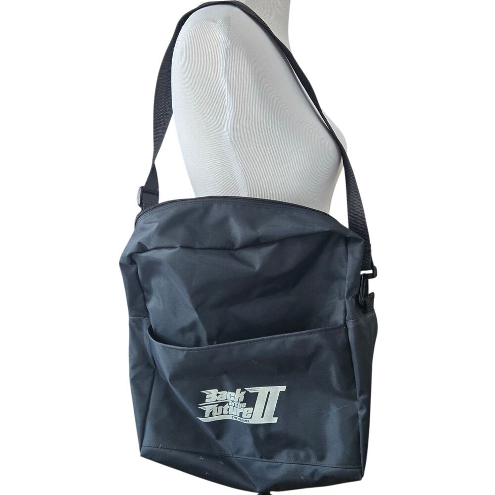Vintage Back to the Future 2 II Messenger Bag Black White Zip Tote Movie Swag